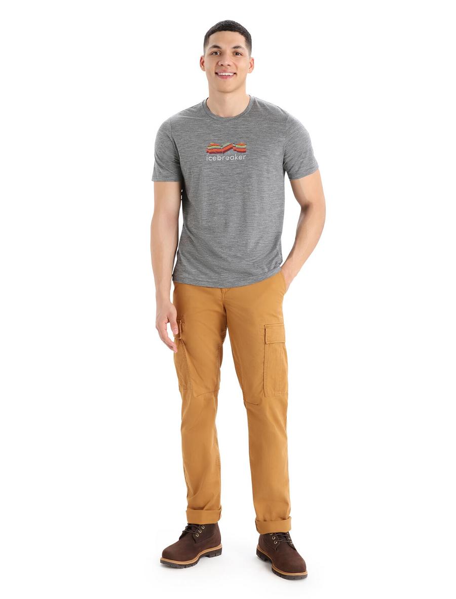 T Shirts Icebreaker Merino Tech Lite II Corta Sleeve Mountain Geology Homme Grise | FR 1182RVDW